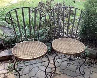 French Bistro Chairs - Wrought Iron and cane