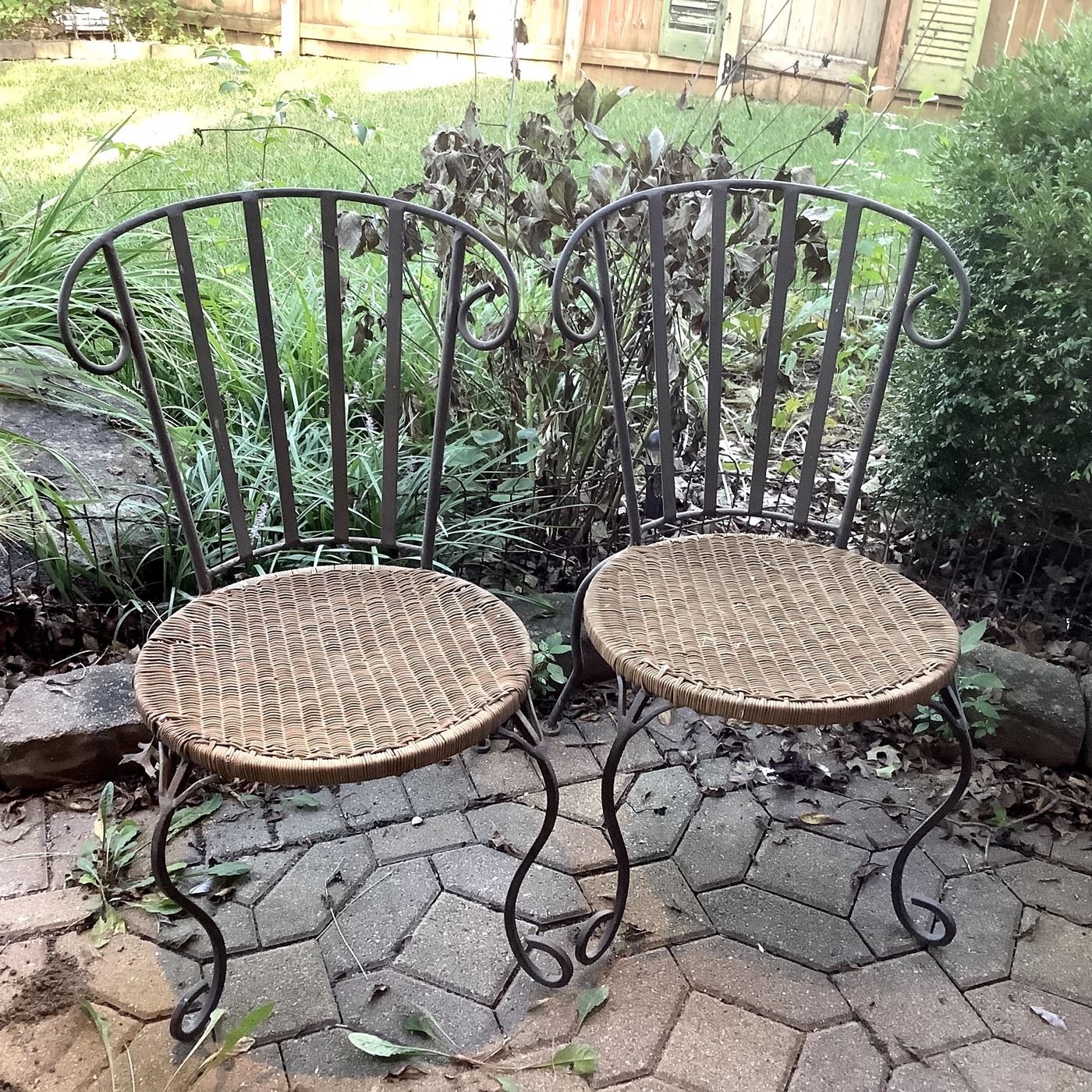 French Bistro Chairs - Wrought Iron and cane