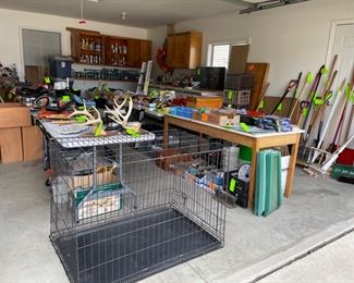 Garage Full!  Tools, Yard Tools, Dog Crate, Ladders, Cabinets, Tables and more!!!