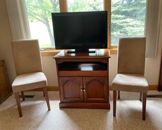 TV Stand, TV and Chairs