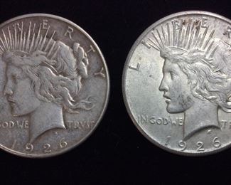 (2) 1926-P & 1926-S SILVER PEACE DOLLARS