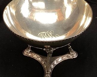 VTG. STERLING SILVER COMPOTE w RAMS HEAD BASE