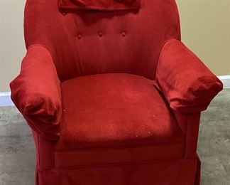 RED UPHOLSTERED ARMCHAIR