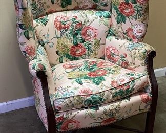 ENGLISH WING BACK CHAIR UPHOLSTERED