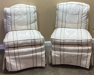 PAIR OF UPHOLSTERED SLIPPER CHAIRS
