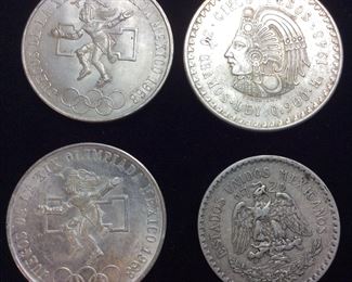 (4) SILVER MEXICAN COINS, 1924, 1948 & 1968