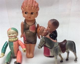 CELLULOID DOLL & WIND UP TOYS