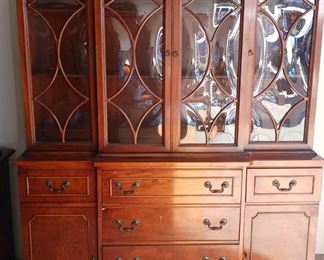 Vintage Mahogany China Cabinet - Center Top Drawer hides a surprise!