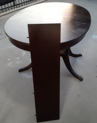 Vintage Oval Wood Table with One Leaf to Insert