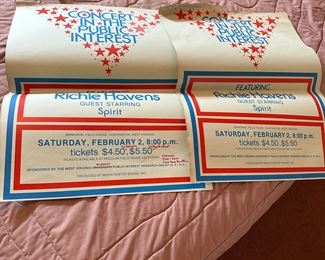 Vintage 1970s Richie Havens concert posters for the Memorial Field House in Huntington