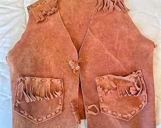 Vintage leather youth small size western vest