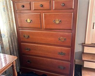 8-Drawer tall chest with Chatham Cherry finish, minor wear 48"H x 34"W x 20"D
