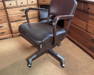 Vintage Sturgis Posture Chair, some wear left arm and seat piping 38"W