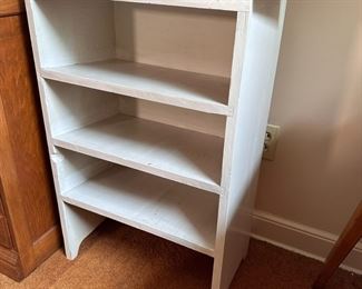 White bookshelf with backing, perfect for small books 46"H x 20"W x 10"D