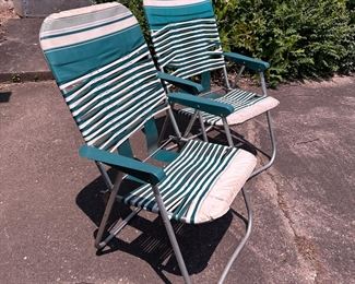 Pair of vintage aluminum chairs with vinyl seat and back (needs more support and possibly replaced)