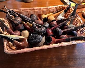 Large group of vintage pipes and pipe bowls