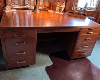 Vintage Leopold large office desk (minor wear overall) 27"H x 60"W x 34"D
