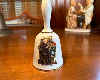 Danbury Mint (W. Germany) Norman Rockwell Doctor and Doll 6"H Bell