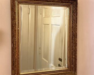 Wonderful Antique Gilt Frame Beveled Mirror - Measures  22" x 18"