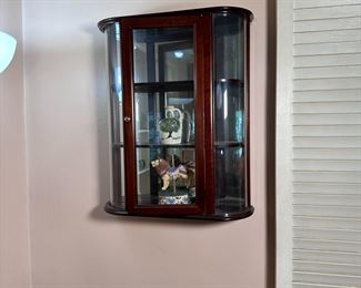Cherry curio cabinet with 3 shelves 28"H x 20"W