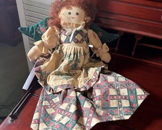 Fabric angel doll, some wear 16"