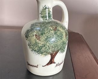 Pottery Vermont Maple Syrup jug with sponge painted tree 5"H