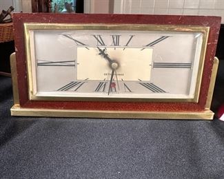 Seth Thomas Baxter electric clock, some wear, works 4"H x 8"W