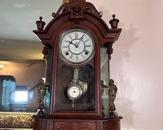 Waterbury Clock Co. mantle clock with mirrored sides, wound a bit tightly but works and chimes 22"H x 15"W