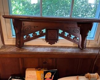 Hand carved large German-style shelf 12"H x 25"W x 5"D