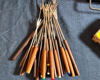 Group of fondue forks, various sizes and styles