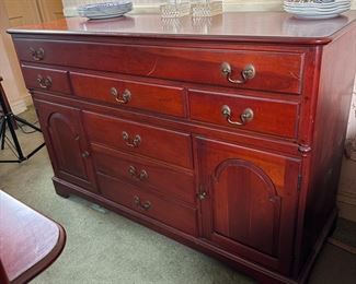 Lewisburg Chair & Furniture Co, Pennsylvania House Reproduction buffet with cupboards and 7 drawers, minor scratches 35"H x 54"W x 20"D