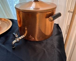 Copper pot dispenser with spigot  8"H x 6"W