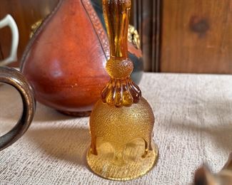 Amber glass bell 5"H
