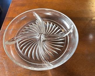 Divided glass serving dish 8"W