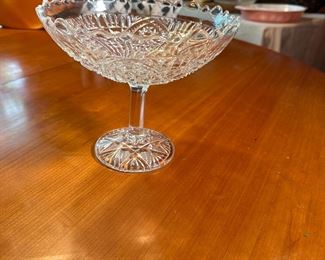 Small compote with diamond and fan pattern 8"H x 8"W