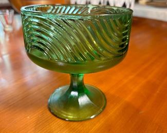 Green Brody Glass swirl compote 5"H