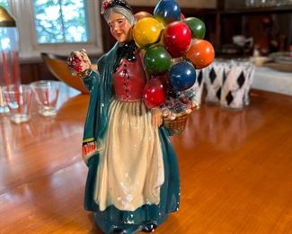 Ceramic Balloon woman, hand painted, some chips 10"H