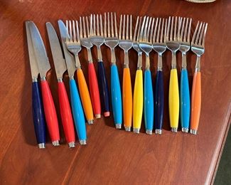 Fiestaware, used, knives and forks