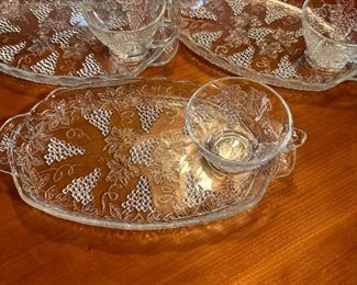 Anchor Hocking Glass grapes luncheon plates and cups