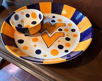 WVU chip and dip bowl by Gabells Too 15"W