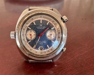 Hamilton Automatic Chrono-matic Pan -Europ 703 watch, has significant scratches to crystal, may need repair and adjustments