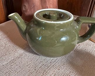 Petite olive green personal teapot