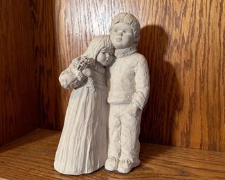 Austin Productions Inc. Pottery figurine of boy and girl 1987, 11"H