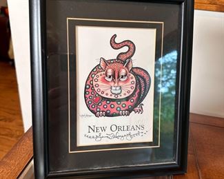 Print of Jamie Hayes New Orleans Cat, 2002, stamped 9" x 11"