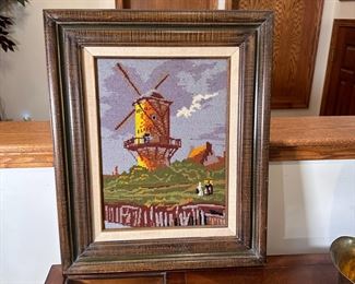 Needlepoint of Holland windmill 23" x 19"