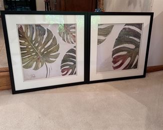 Pair of Patricia Pinto leaf prints 23" x 23" each
