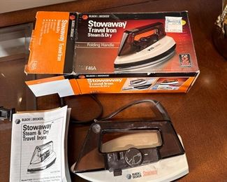 Stowaway travel iron with folding handle, minor wear