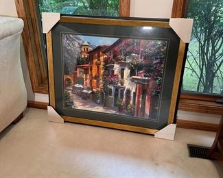 Howard Berhens Village Hideaway framed print 38"H 38"W