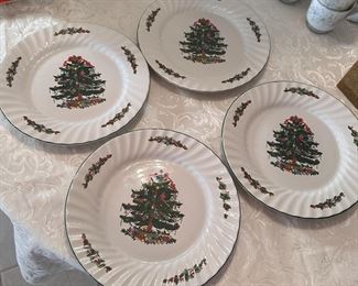 Set of 4 Christmas Village dinner plates