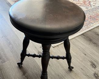 Piano stool - claw feet with glass ball, spin the seat to raise or lower